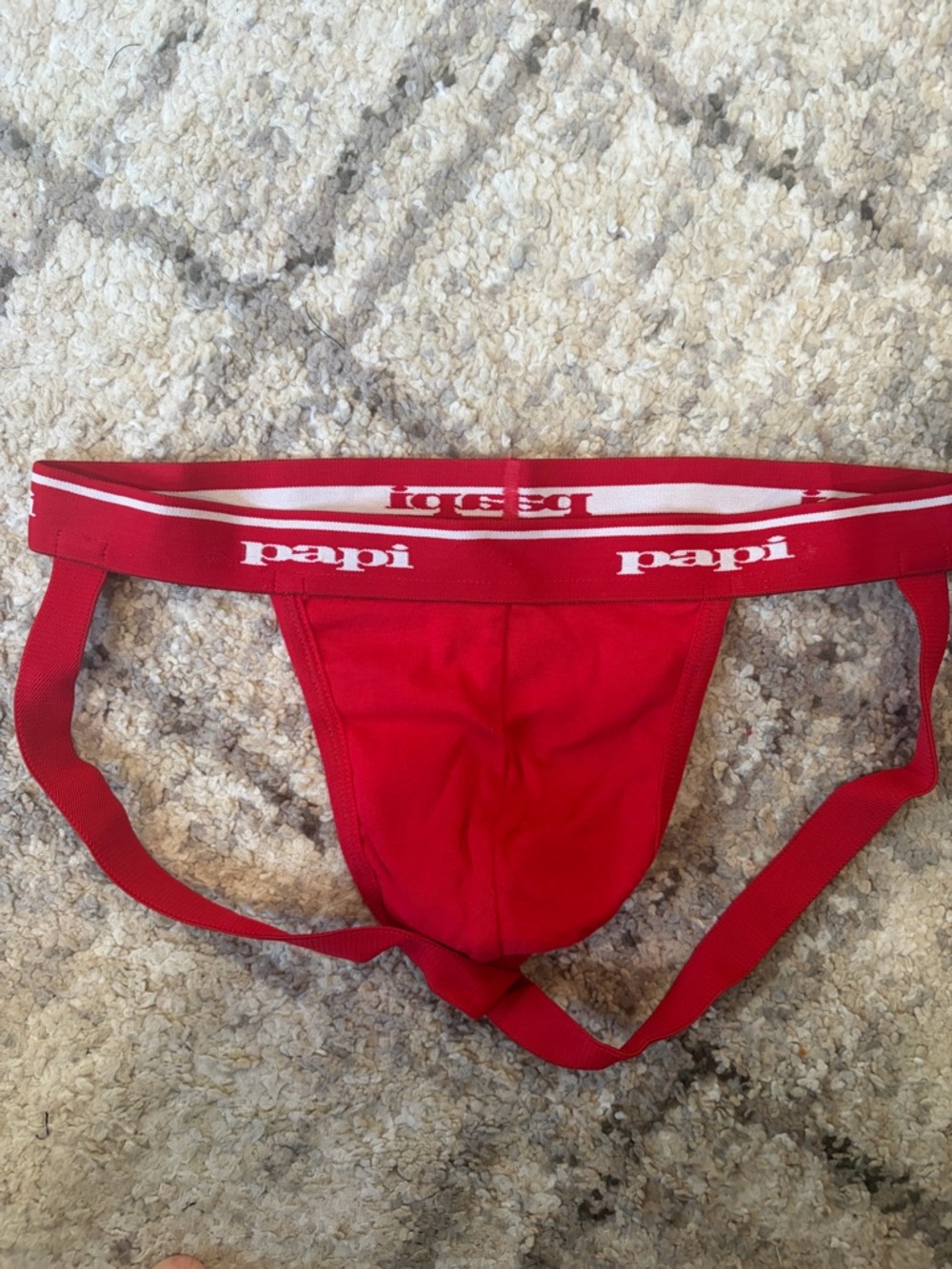 Papi Men's Red Athletic Jockstrap with Branded Waistband